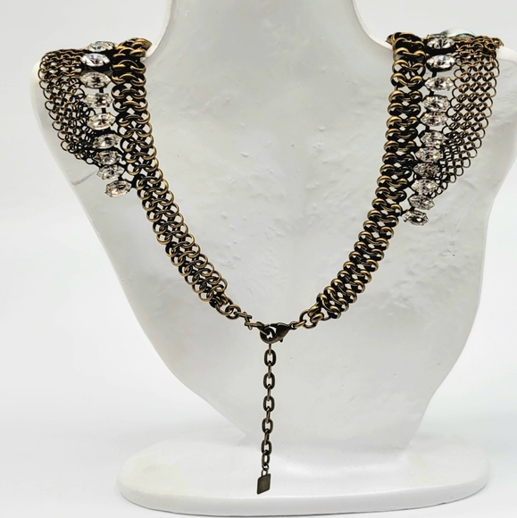 Dannijo Chainmail Mesh Statement Collar with Swarovski Crystals and Glass Stones - Picture 10 of 12